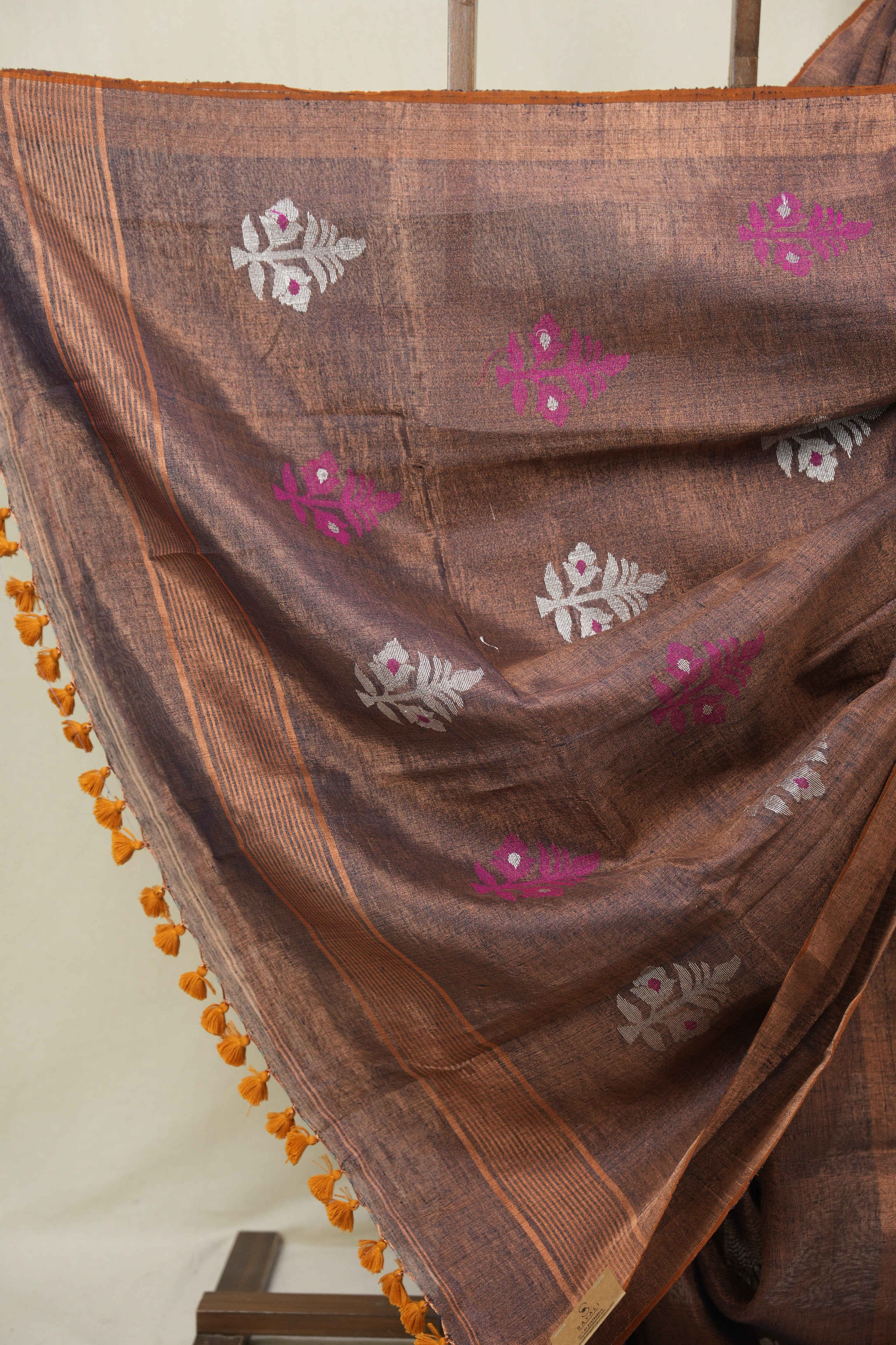 Purple Tissue Linen Jamdani Saree - SRPTLJS175