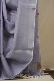 Lavendar Tissue Linen Jamdani Saree - SRLTLJS174