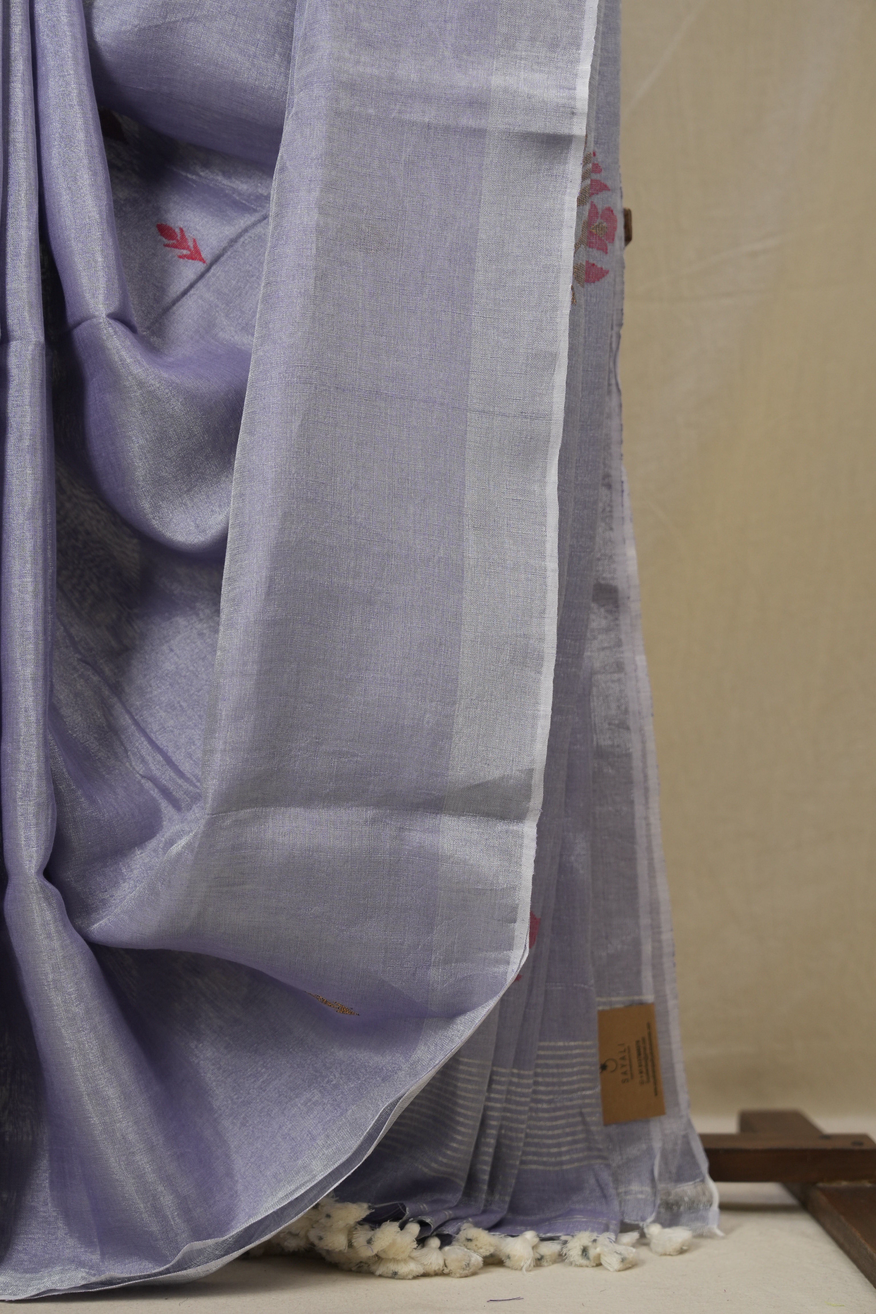 Lavendar Tissue Linen Jamdani Saree - SRLTLJS174