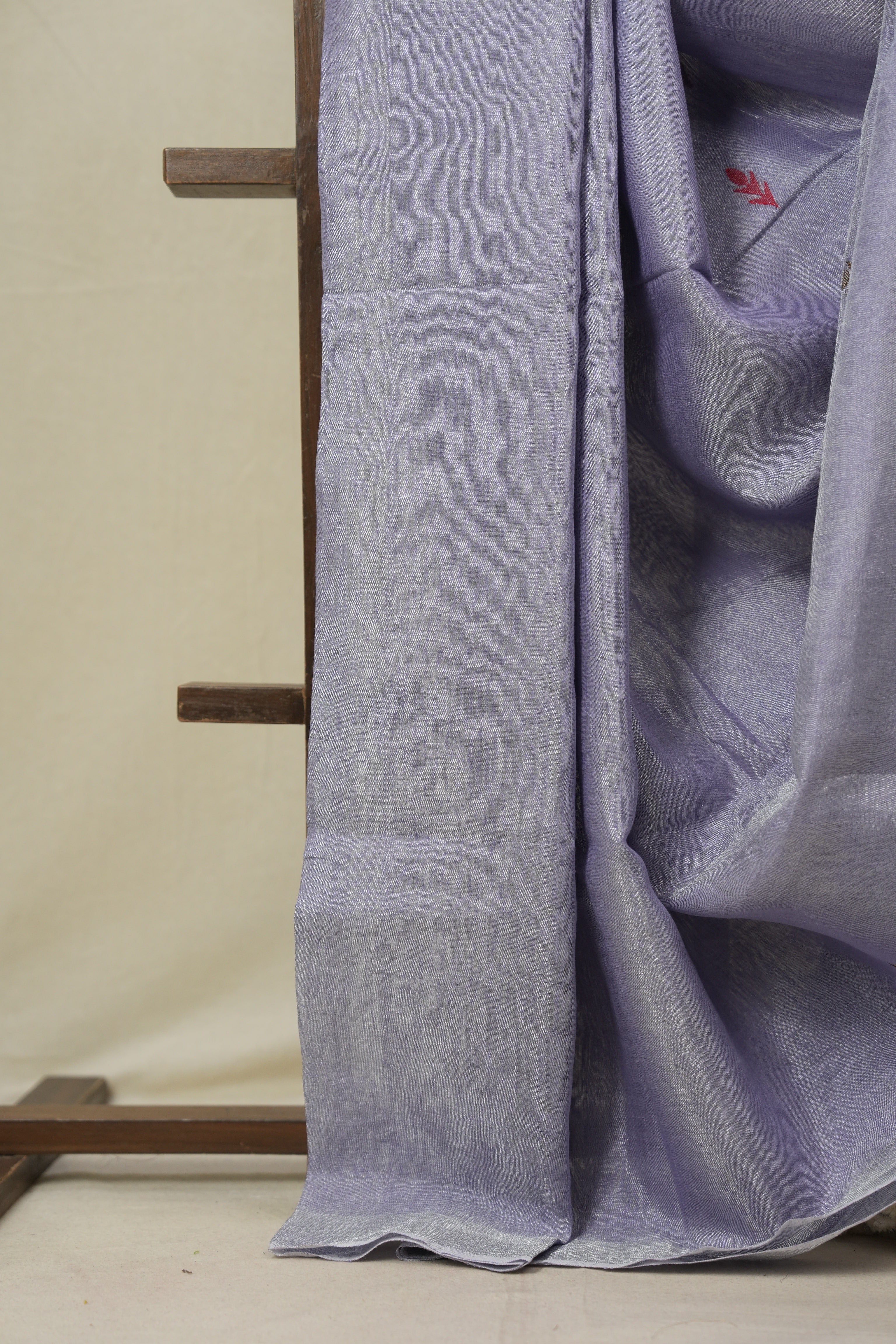 Lavendar Tissue Linen Jamdani Saree - SRLTLJS174