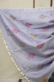 Lavendar Tissue Linen Jamdani Saree - SRLTLJS174