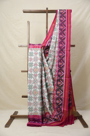 White Green Rajkot Patola Silk Saree - SRWGRPSS552