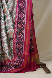 White Green Rajkot Patola Silk Saree - SRWGRPSS552