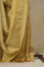 Golden Tissue Linen Jamdani Saree - SRGTLJS173