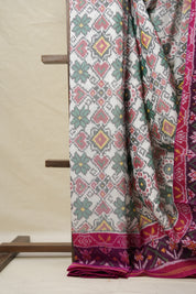 White Green Rajkot Patola Silk Saree - SRWGRPSS552