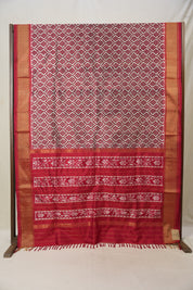 Silver Pochampalli Silk Ikat Saree - SRSPSIS184