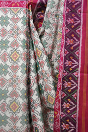 White Green Rajkot Patola Silk Saree - SRWGRPSS552