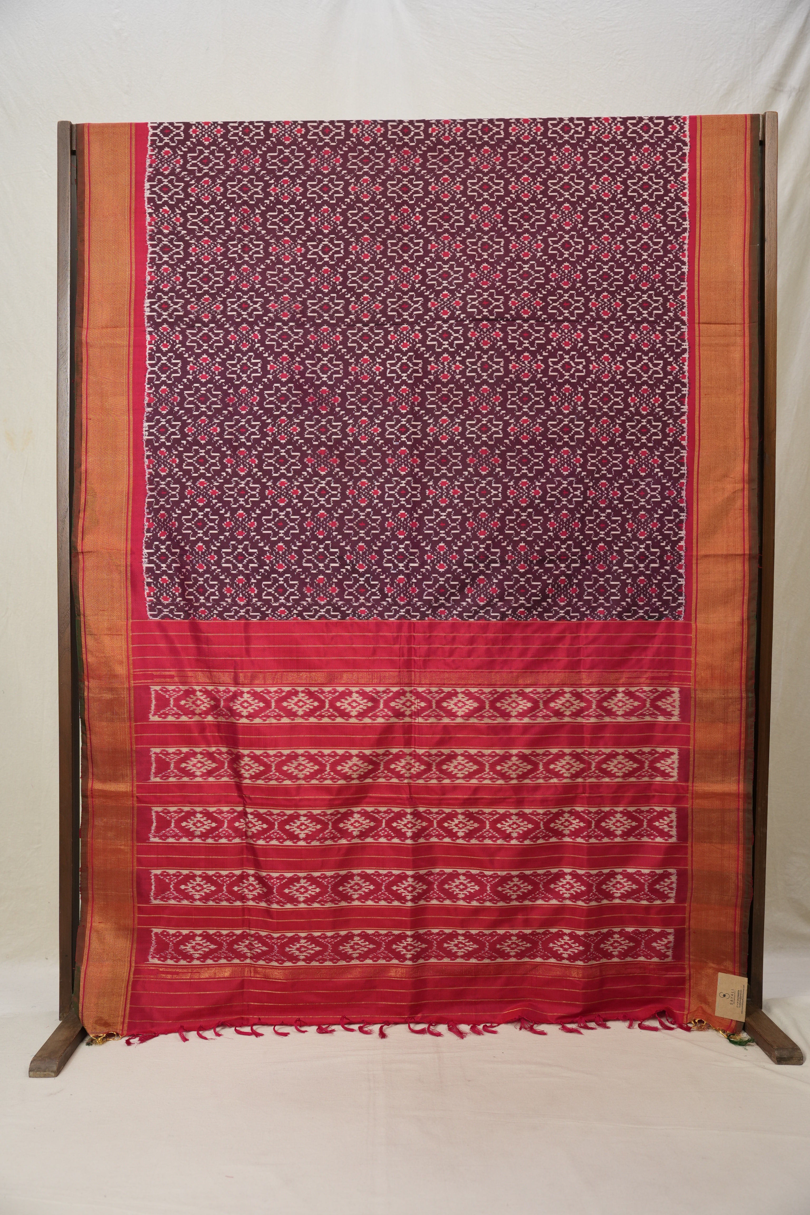 Maroon Red Pochampalli Silk Ikat Saree - SRMRPSIS207