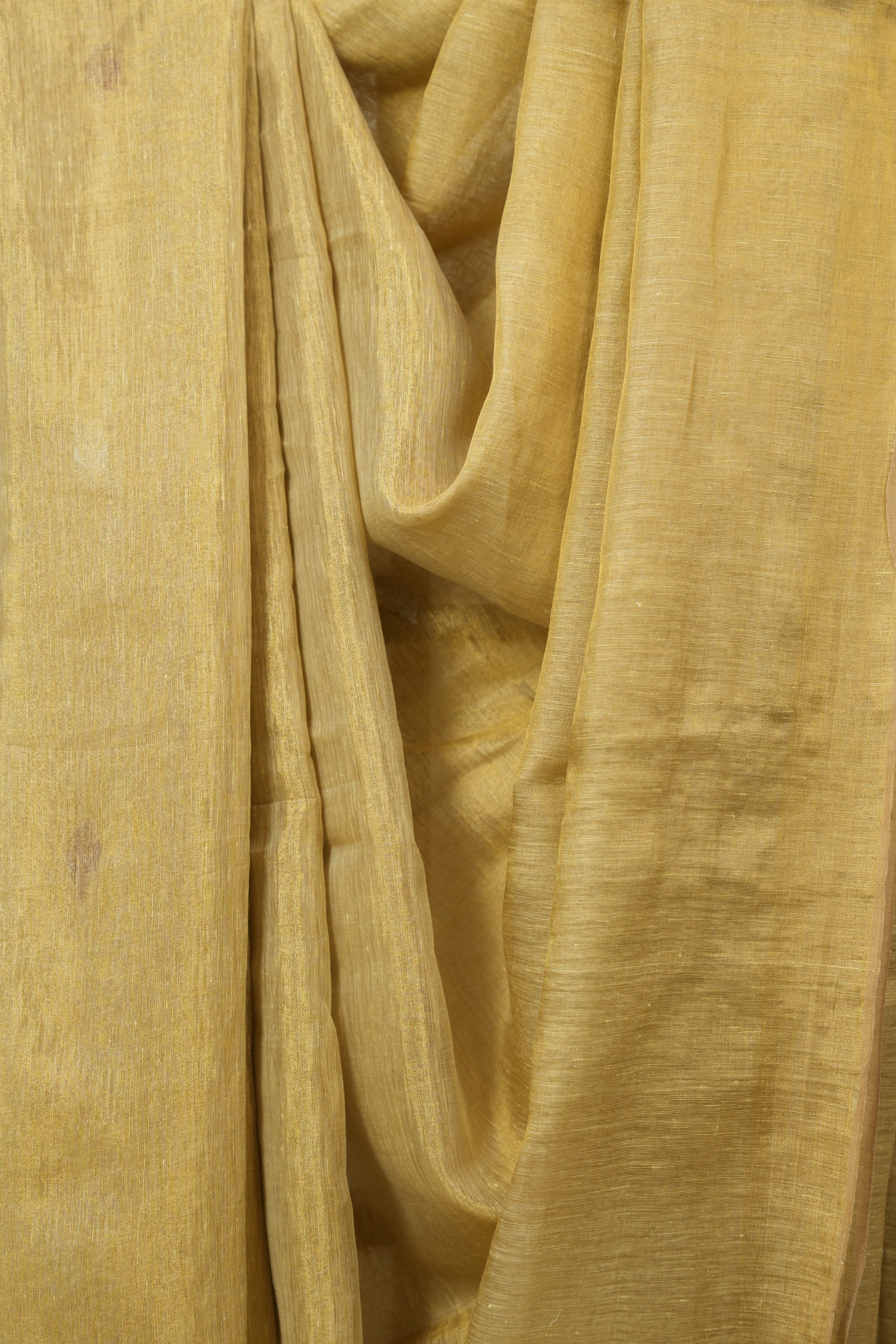 Golden Tissue Linen Jamdani Saree - SRGTLJS173