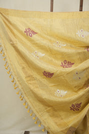 Golden Tissue Linen Jamdani Saree - SRGTLJS173
