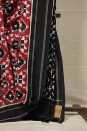 Red Black Pochampalli Cotton Ikat Saree - SRRBPCIS613