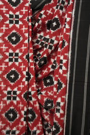 Red Black Pochampalli Cotton Ikat Saree - SRRBPCIS613