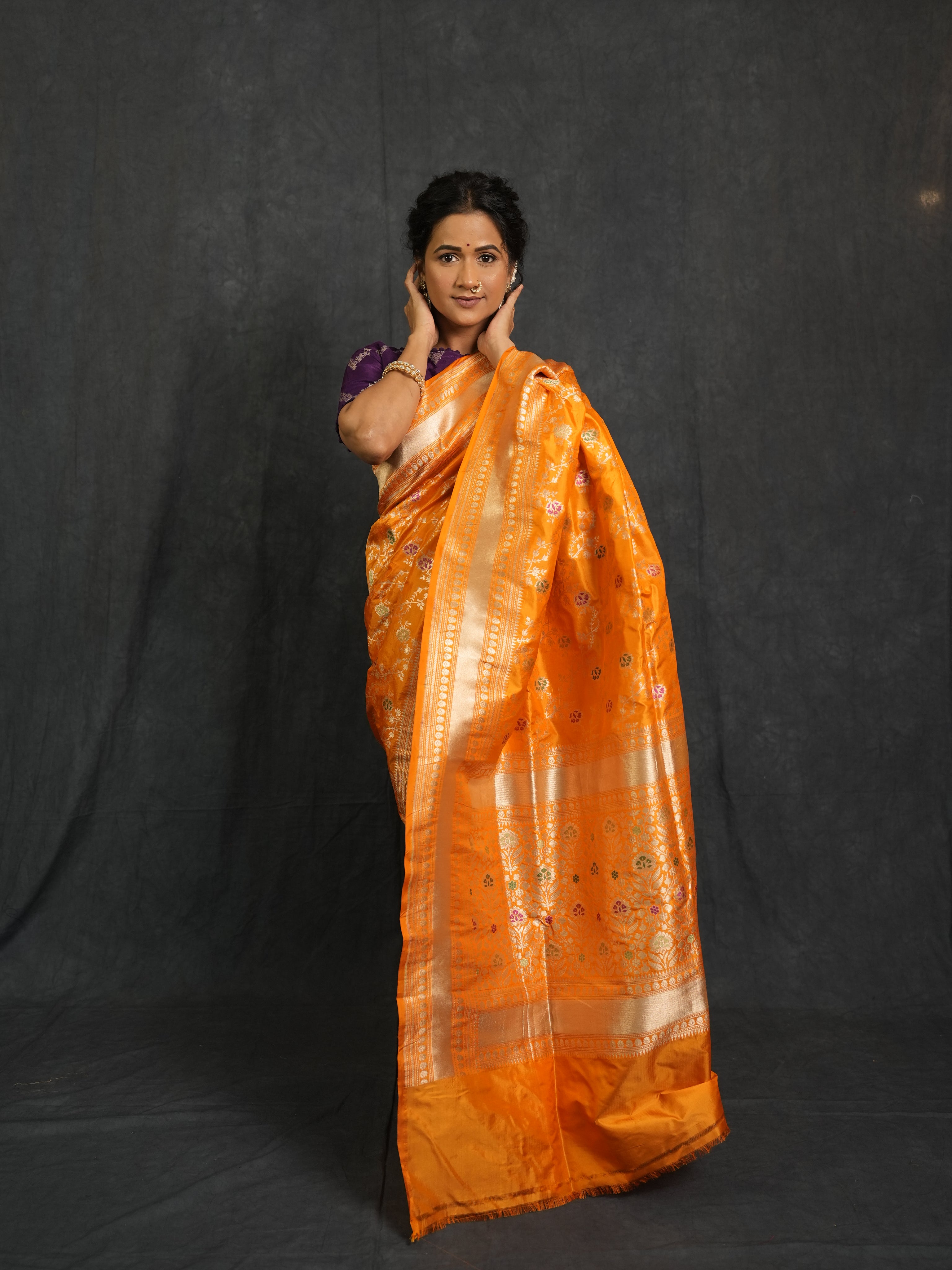 Orange Banarasi Silk Saree - SROBSS905
