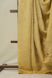 Mustard Tissue Linen Jamdani Saree - SRMTLJS172