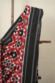 Red Black Pochampalli Cotton Ikat Saree - SRRBPCIS613