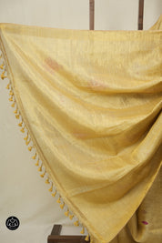 Mustard Tissue Linen Jamdani Saree - SRMTLJS172
