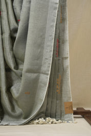 Grey Tissue Linen Jamdani Saree - SRGTLJS171
