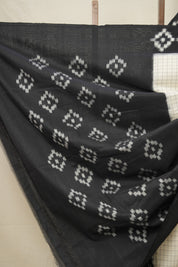 Off White Pochampalli Cotton Ikat Saree - SROWPCIS555