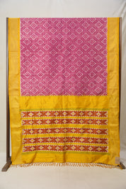 Yellow Maroon Pochampalli Silk Ikat Saree - SRYMPSIS271