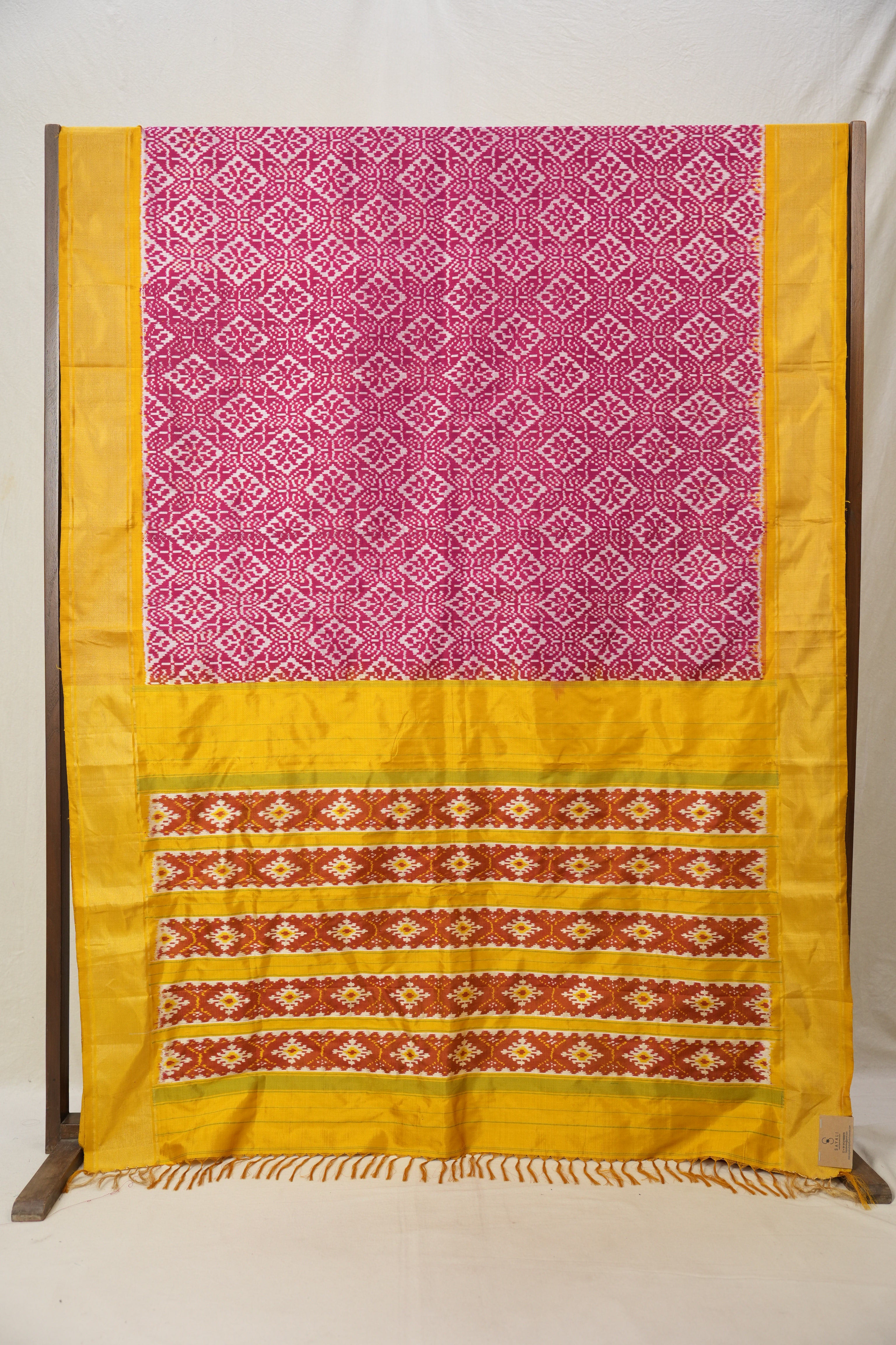 Yellow Maroon Pochampalli Silk Ikat Saree - SRYMPSIS271