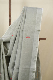 Grey Tissue Linen Jamdani Saree - SRGTLJS171