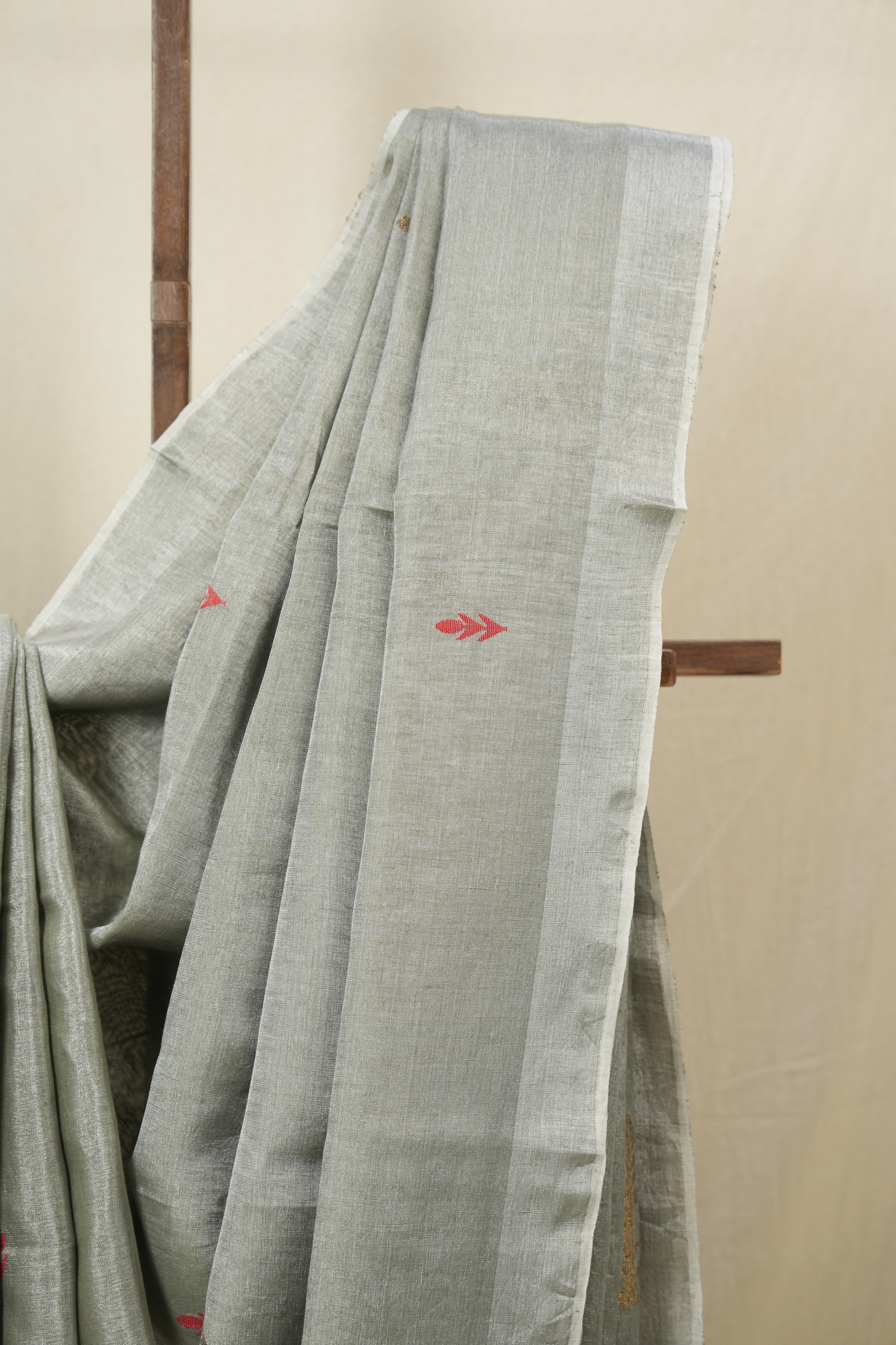 Grey Tissue Linen Jamdani Saree - SRGTLJS171