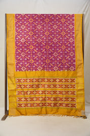 Maroon Yellow Pochampalli Silk Ikat Saree - SRMYPSIS268