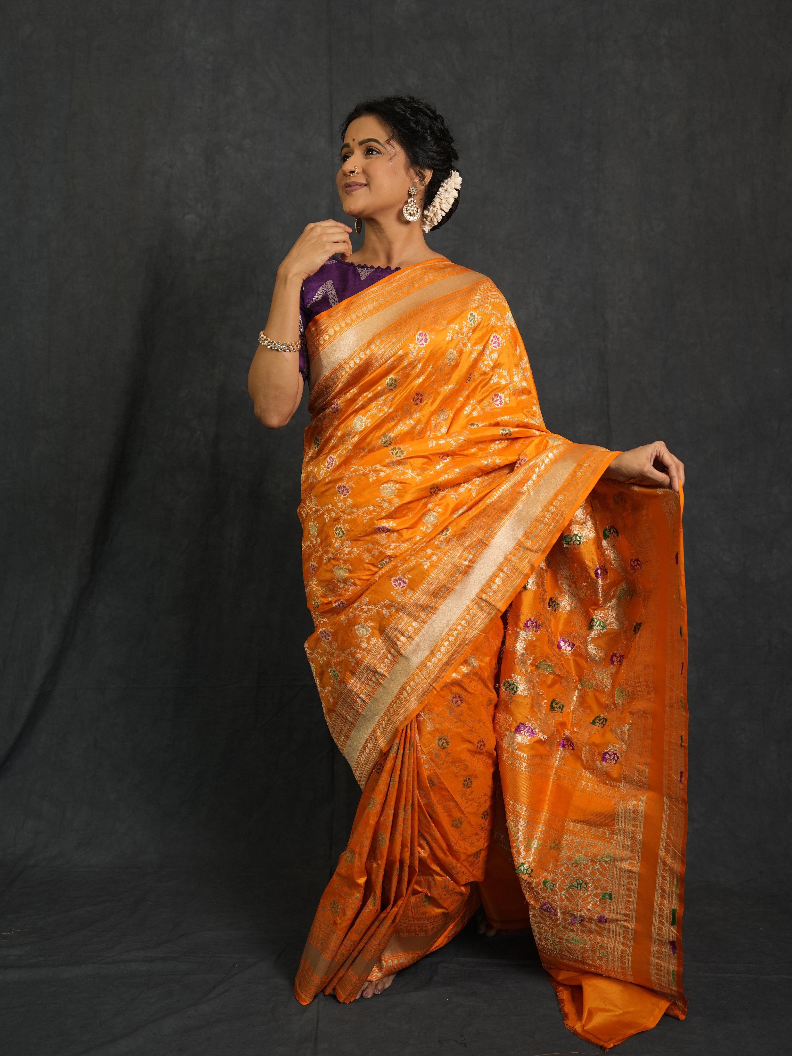 Orange Banarasi Silk Saree - SROBSS905