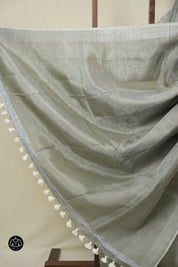 Grey Tissue Linen Jamdani Saree - SRGTLJS171