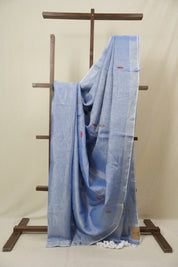 Light Blue Tissue Linen Jamdani Saree - SRLBTLJS160