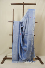 Light Blue Tissue Linen Jamdani Saree - SRLBTLJS160