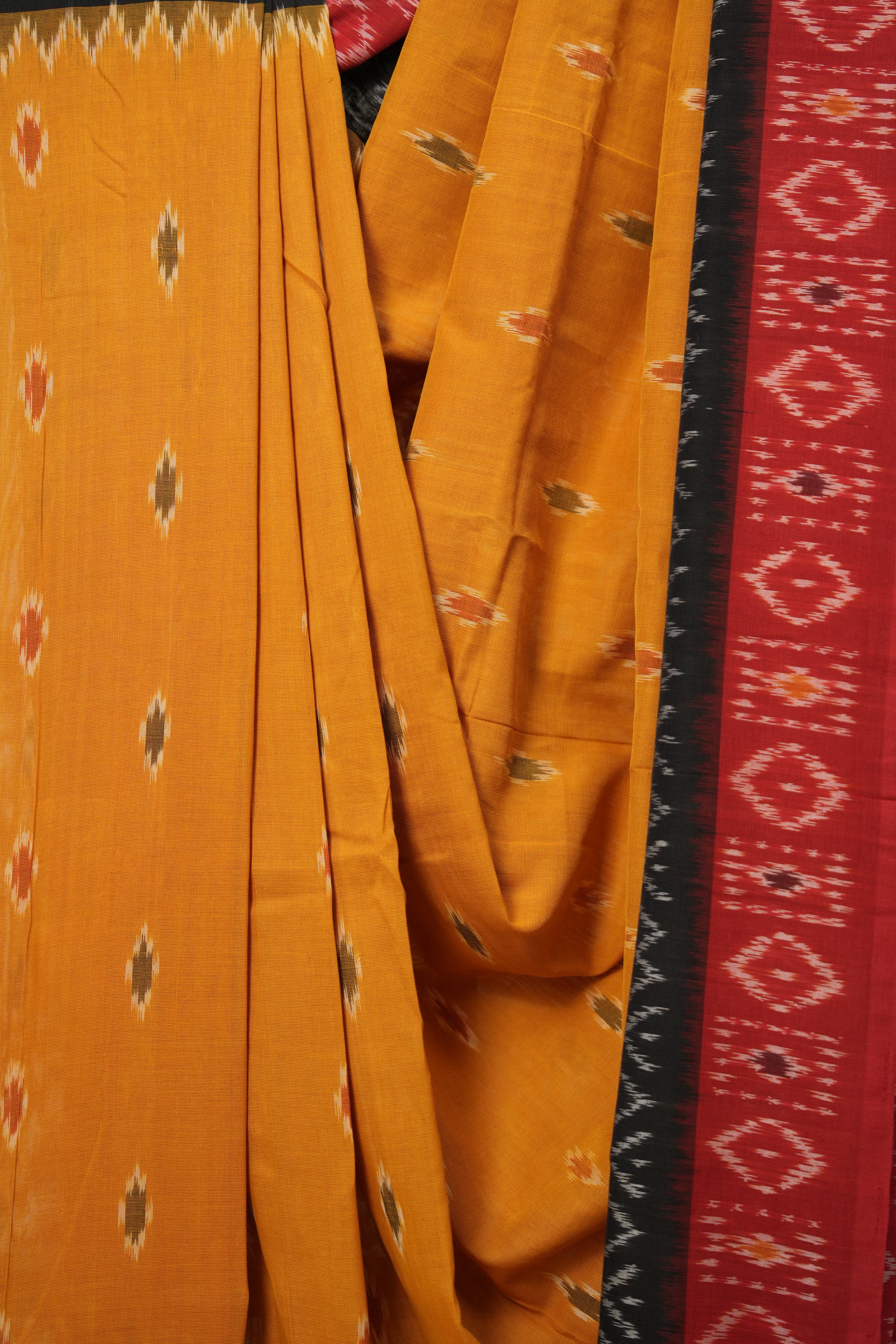 Orange Pochampalli Cotton Ikat Saree - SROPCIS554