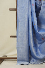 Light Blue Tissue Linen Jamdani Saree - SRLBTLJS160
