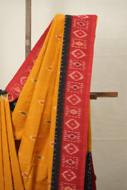 Orange Pochampalli Cotton Ikat Saree - SROPCIS554