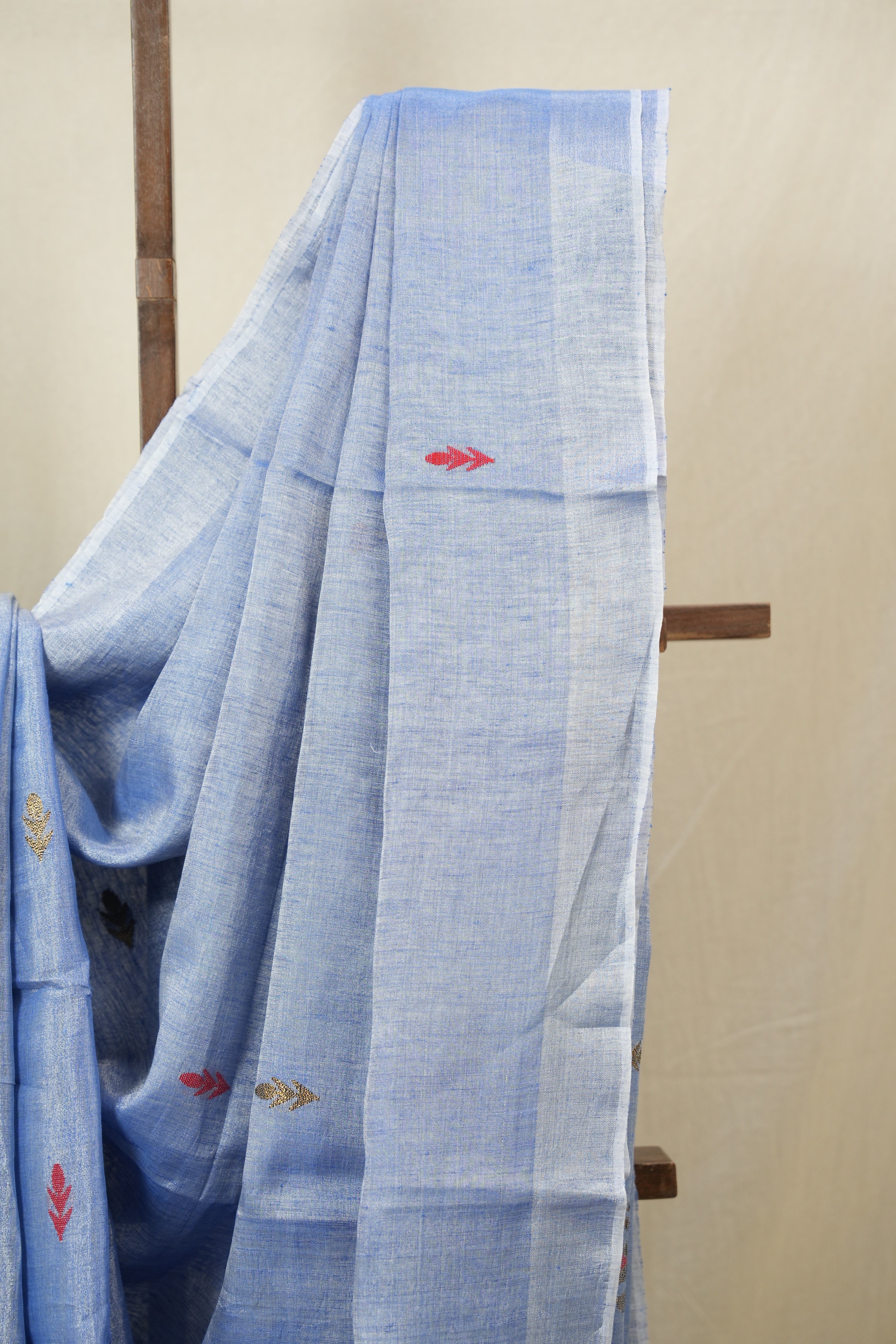 Light Blue Tissue Linen Jamdani Saree - SRLBTLJS160