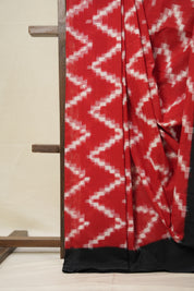 Red - White Pochampalli Cotton Ikat Saree - SRRWPCIS600
