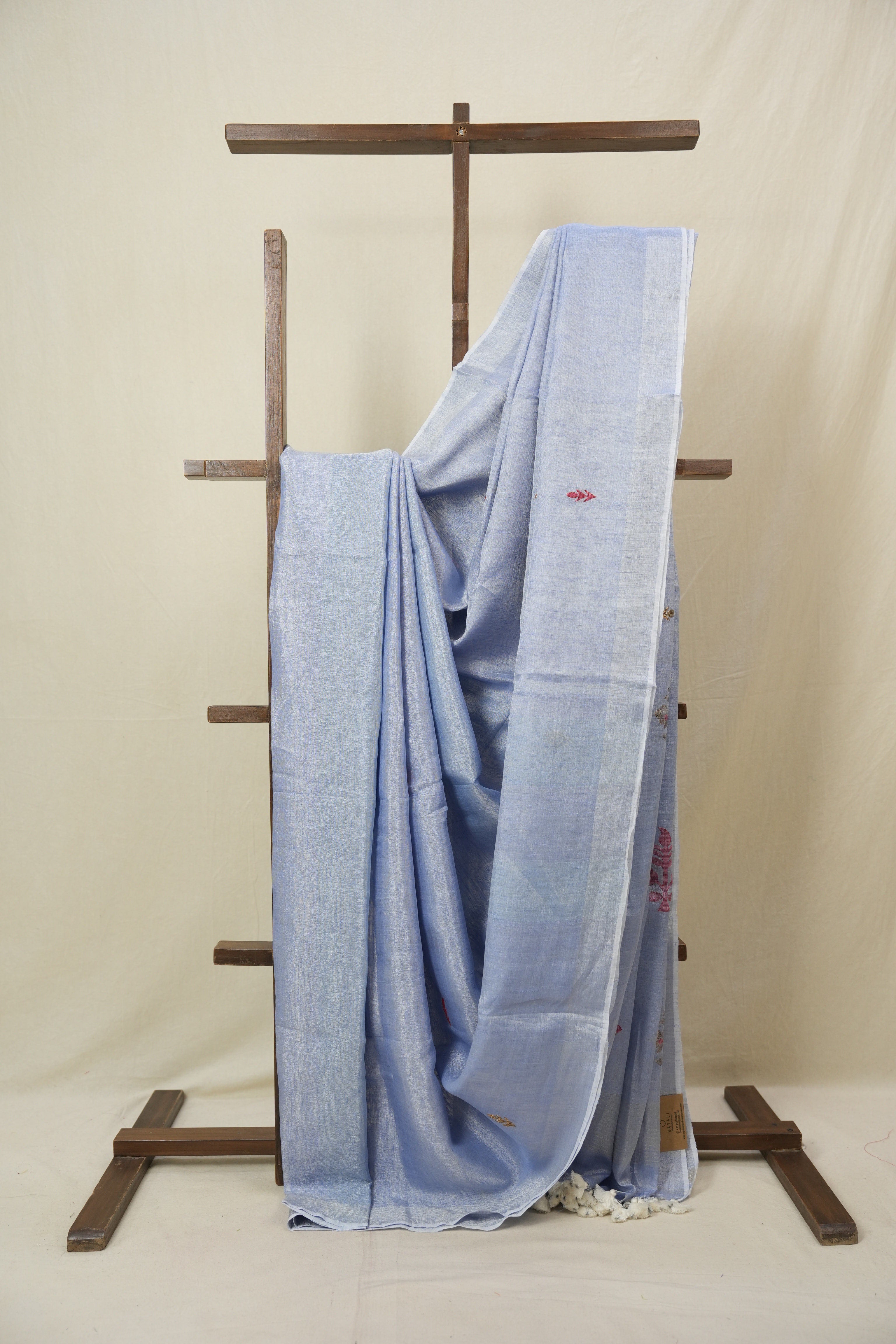 Powder Blue Tissue Linen Jamdani Saree - SRPBTLJS170