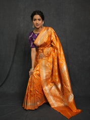 Orange Banarasi Silk Saree - SROBSS905