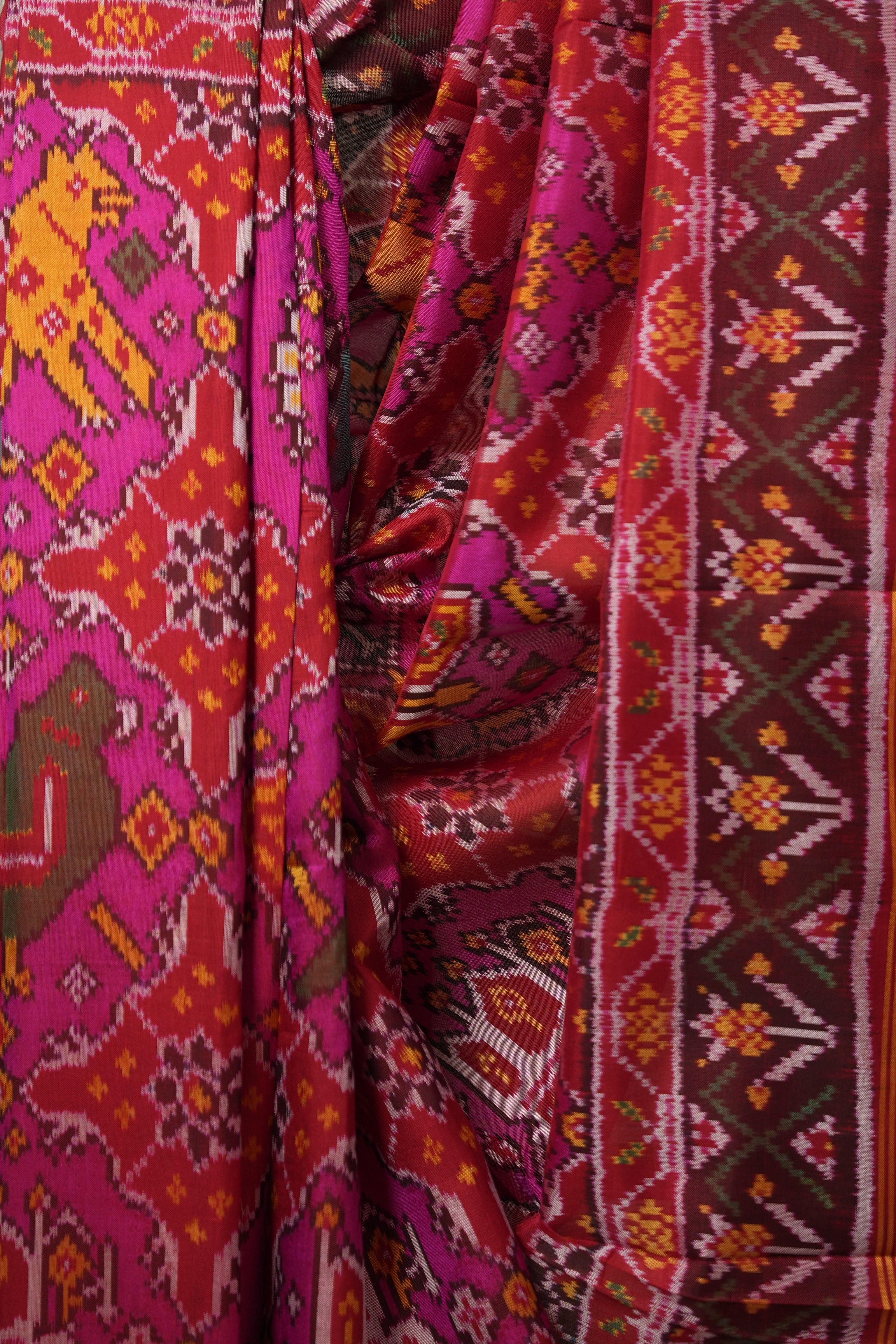 Pink Red Rajkot Patola Silk Saree - SRPRRPSS548