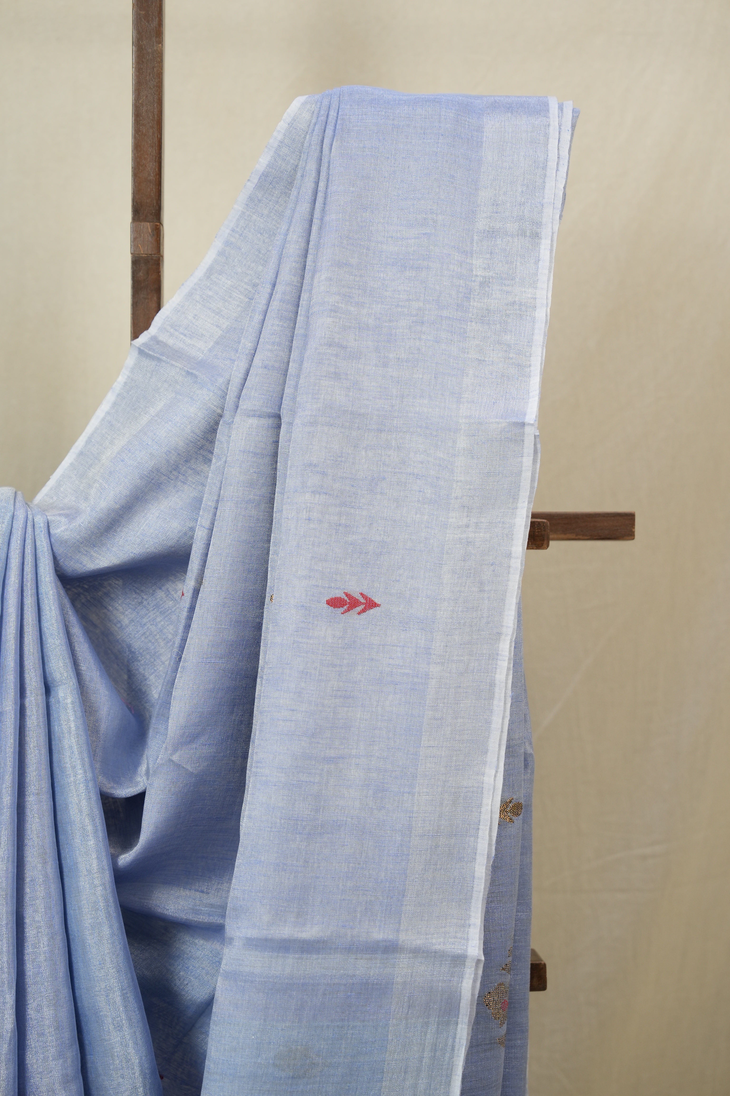 Powder Blue Tissue Linen Jamdani Saree - SRPBTLJS170