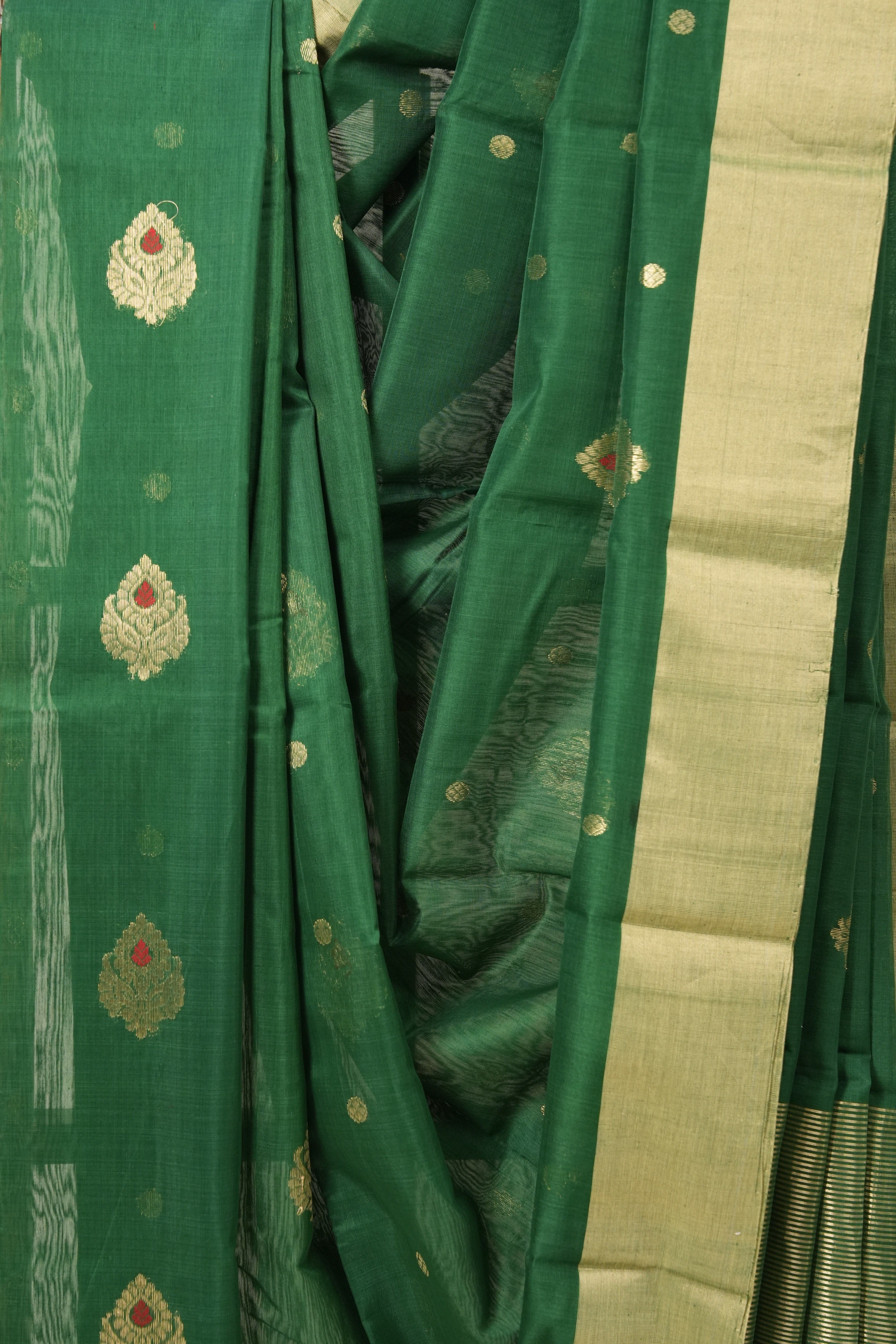 Green Chanderi Cotton Silk Saree -SRGCSS119