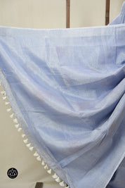 Powder Blue Tissue Linen Jamdani Saree - SRPBTLJS170