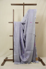 Lavendar Tissue Linen Jamdani Saree - SRLTLJS158