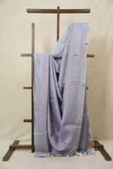 Lavendar Tissue Linen Jamdani Saree - SRLTLJS158