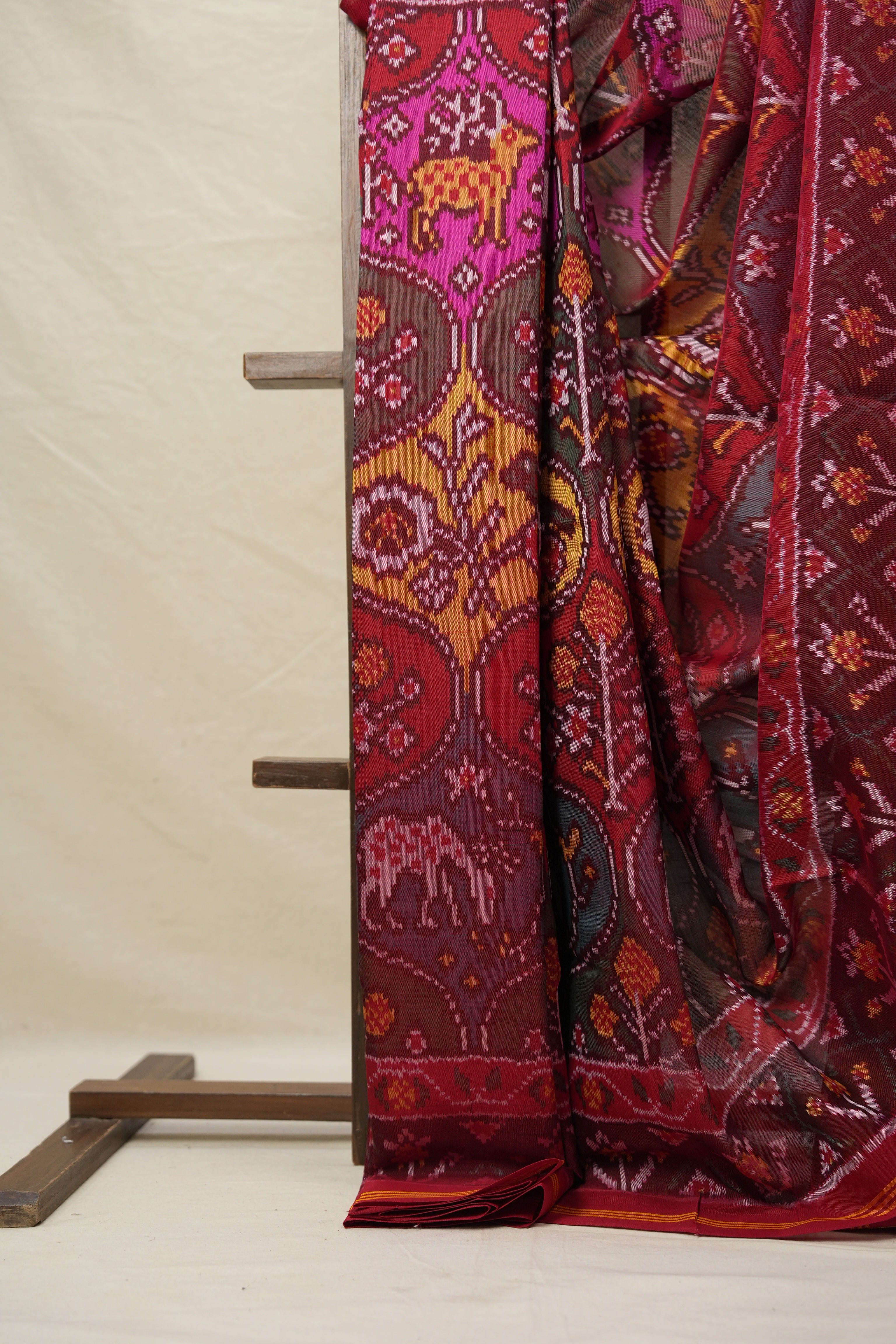 Maroon Red Rajkot Patola Silk Saree - SRMRRPSS547