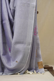 Lavendar Tissue Linen Jamdani Saree - SRLTLJS158