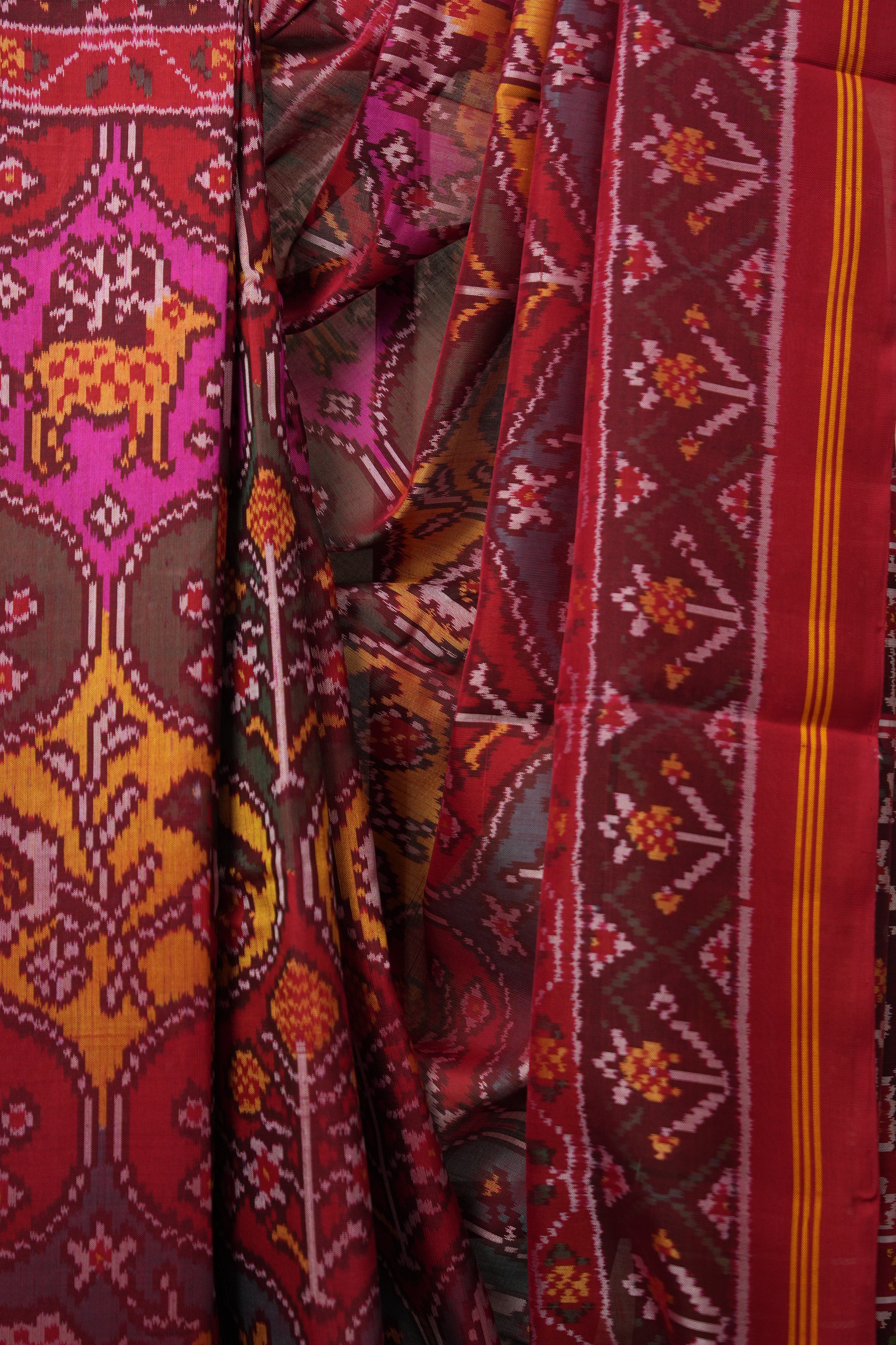 Maroon Red Rajkot Patola Silk Saree - SRMRRPSS547