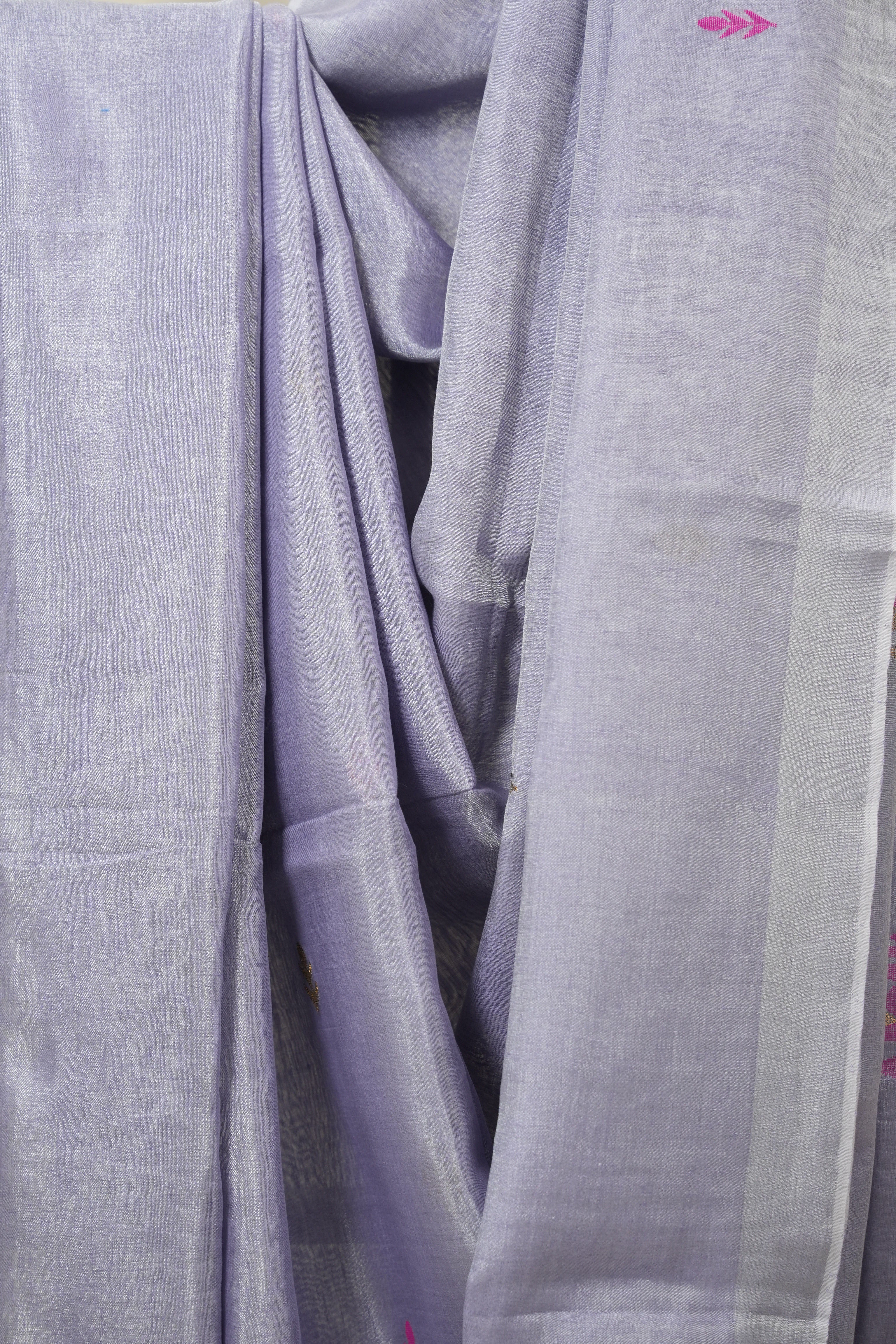 Lavendar Tissue Linen Jamdani Saree - SRLTLJS158
