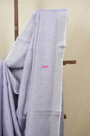 Lavendar Tissue Linen Jamdani Saree - SRLTLJS158