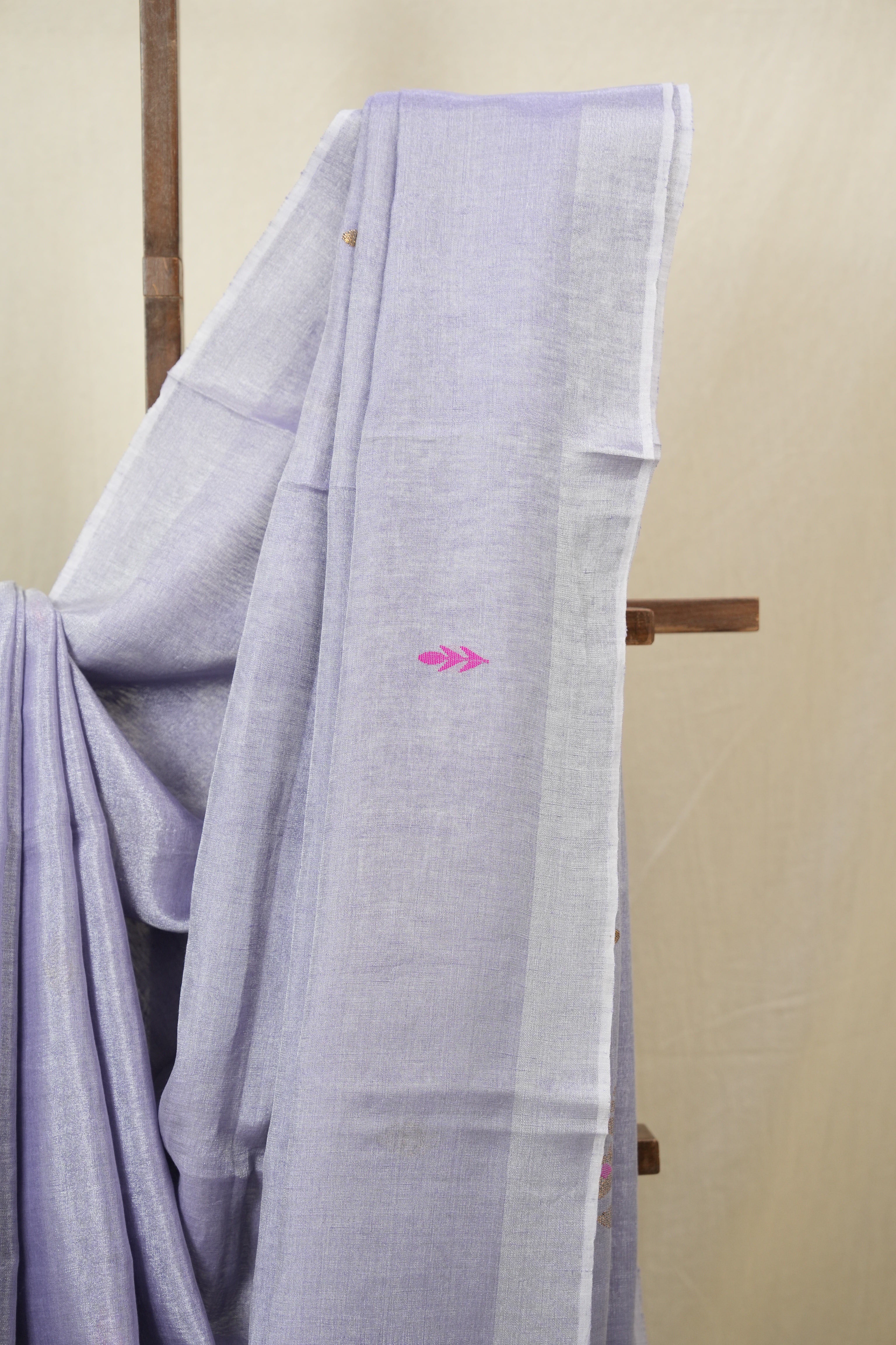 Lavendar Tissue Linen Jamdani Saree - SRLTLJS158